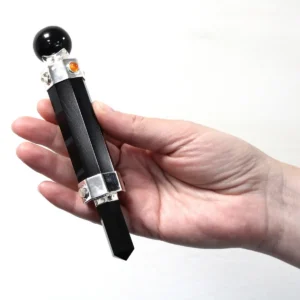 Hexagonal kristallhelande stav i svart agat 12 cm - produktbild 4