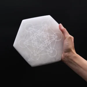 Hexagonal laddningsplatta i selenit 18 cm – riktning och beslut - produktbild 2