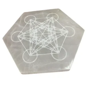 Hexagonal laddningsplatta i selenit 18 cm – riktning och beslut - produktbild 3