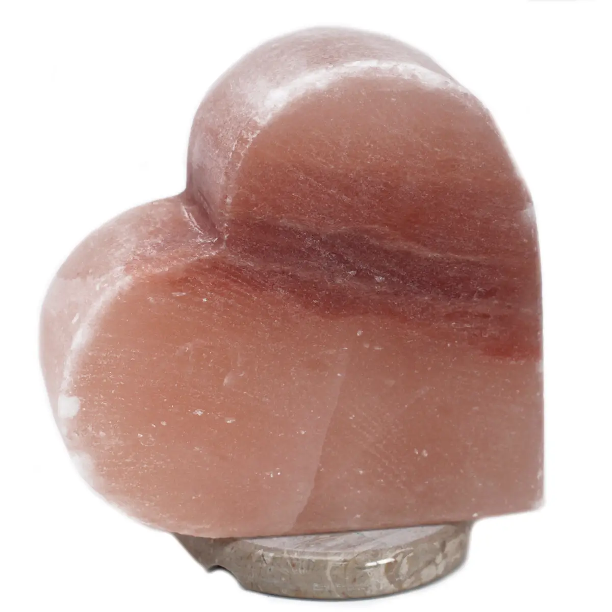 Hjärtformad himalayasaltlampa i rosa salt på marmorfot