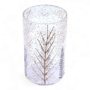 Hög glasljusstake med pressade löv Pino 19x11 cm - produktbild 2
