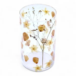Hög glasljusstake med torkade blommor 19x11 cm - produktbild 2
