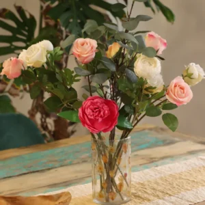 Hög glasljusstake med torkade blommor 19x11 cm - produktbild 4