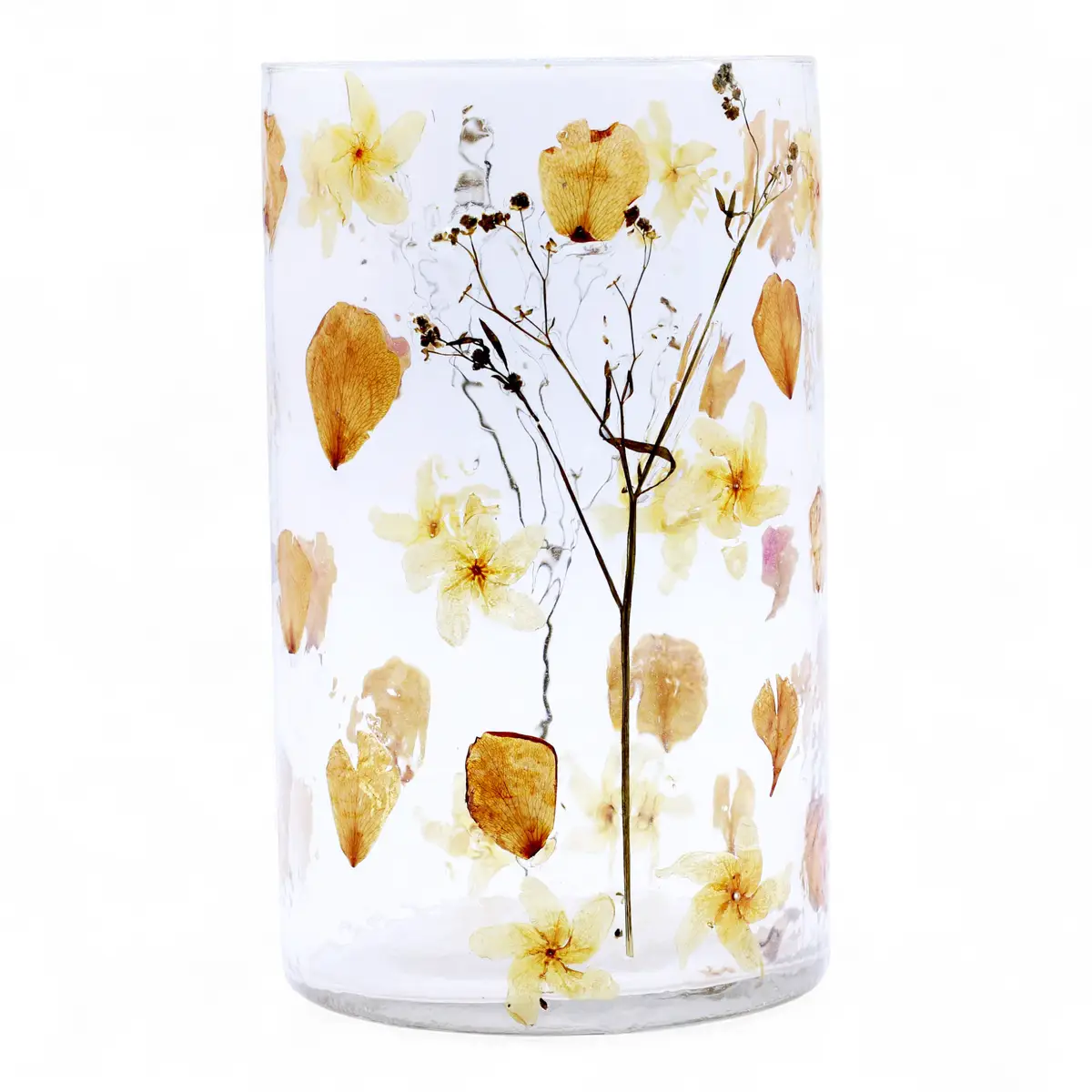 Hög glasljusstake med torkade blommor 19x11 cm - produktbild 8