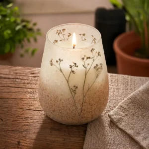 Högt glasburksljus Wildlight Woods med torkade växter - produktbild 5