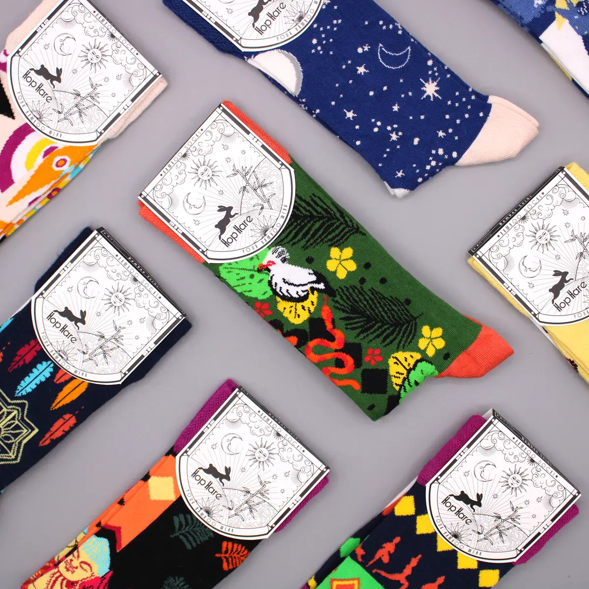 Hop Hare bambustrumpor i bambu med yogamotiv (storlek 36-40) - produktbild 2