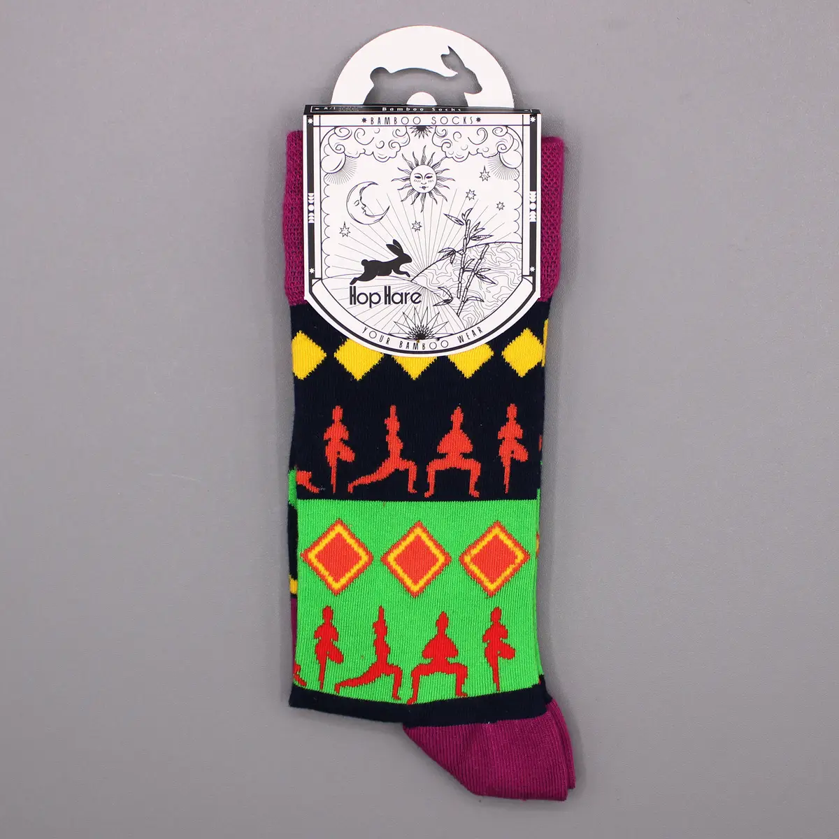 Hop Hare bambustrumpor i bambu med yogamotiv (storlek 36-40) - produktbild 6
