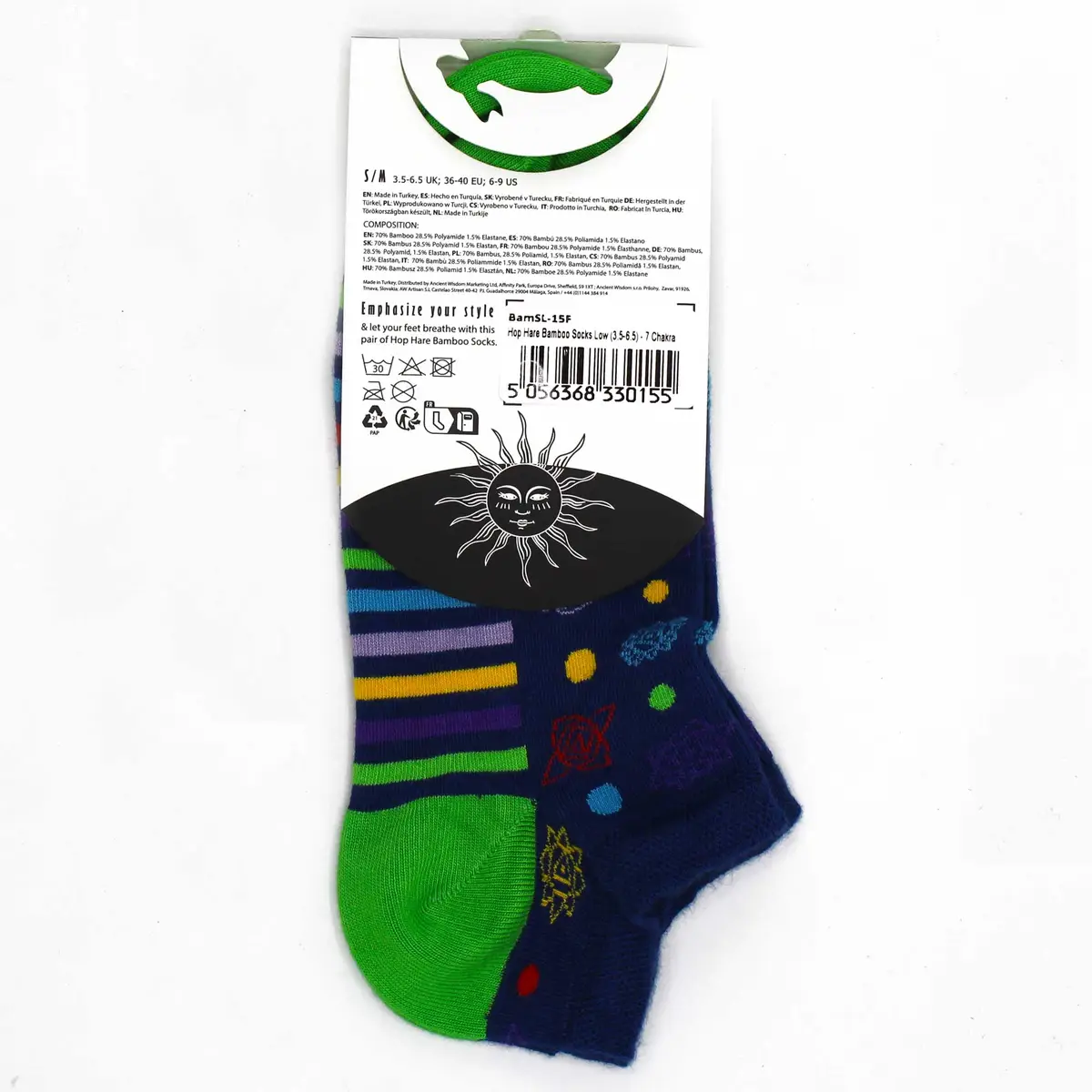 Hop Hare bambustrumpor låga tränarsockor S/M (36-40) 7 Chakra - produktbild 3