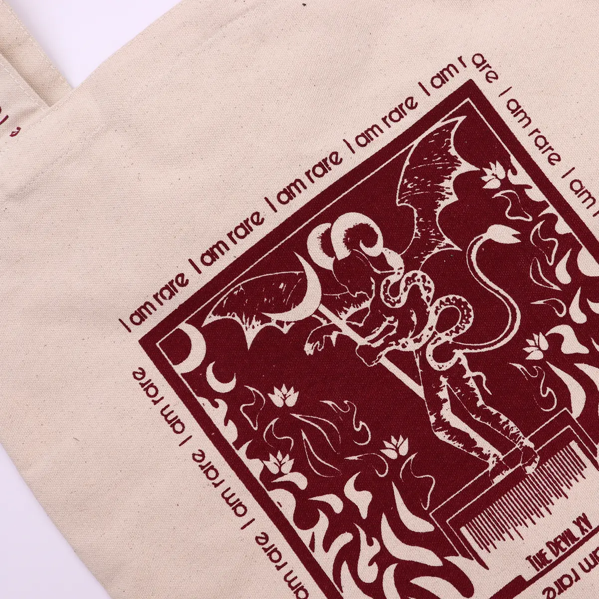 Hop Hare bomullspåse med tarotmotiv "I am Rare" 10 oz - produktbild 2