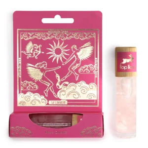 Hop Hare The Lovers eterisk olja med rosenkvarts roll-on i rosa förpackning