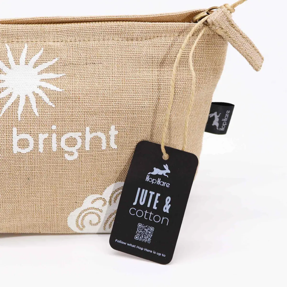 Hop Hare Necessär i jute med texten I am Bright - produktbild 2