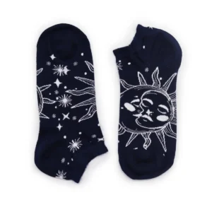 Mörkblå låga tränarsockor med vitt sol- och månmönster