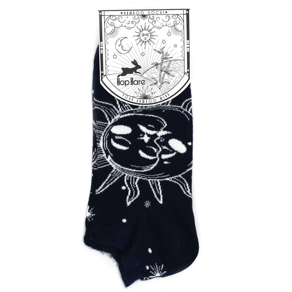 Hop Hore bambustrumpor låga tränarsockor S/M (36-40) med sol- och månmönster - produktbild 4