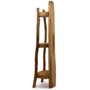 Hörnhylla i naturlig teak med 3 hyllplan, 90 cm hög - produktbild 3