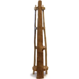 Hörnhylla i naturlig teak med 4 hyllplan, 135 cm hög - produktbild 3