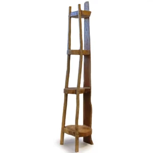 Hörnhylla i naturlig teak med 4 hyllplan, 135 cm hög - produktbild 4