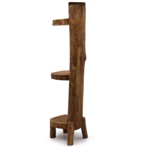Hylla i naturlig teak med 3 plan, 100 cm hög - produktbild 5