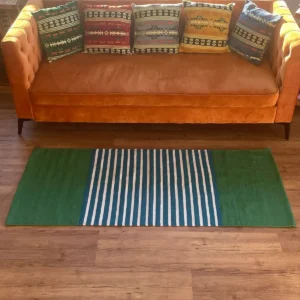 Indisk bomullsmatta 70x170 cm blå och grön - produktbild 7