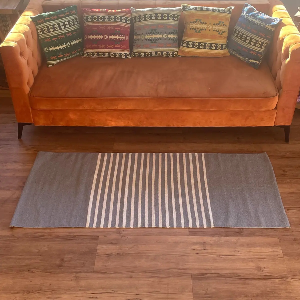 Indisk bomullsmatta 70x170 cm grå - produktbild 2