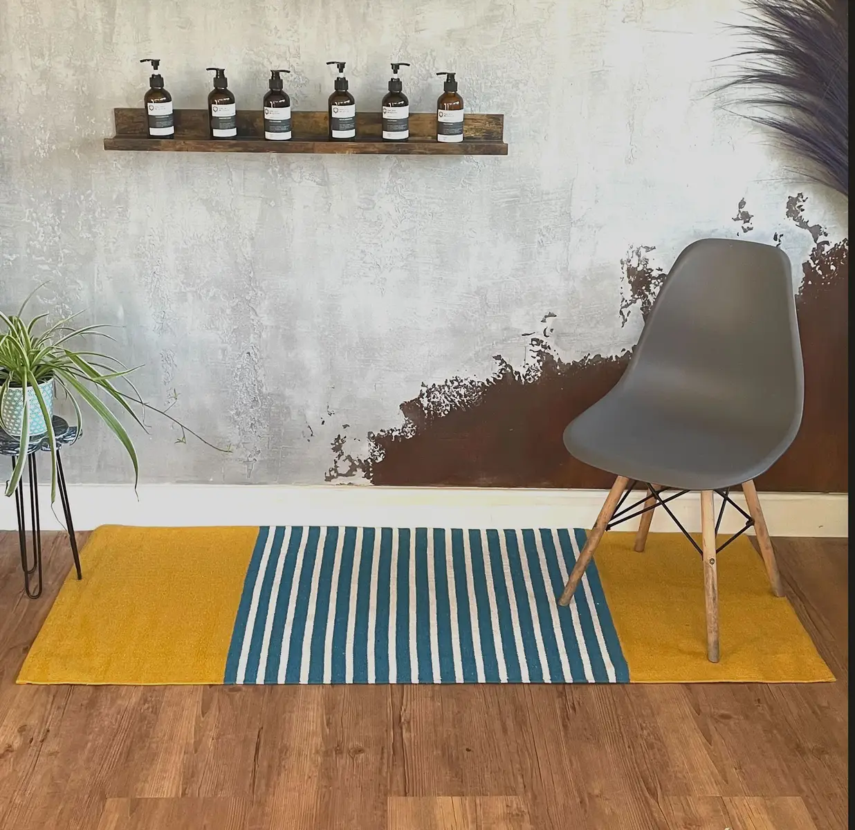 Indisk bomullsmatta 70x170 cm gul och blå - produktbild 4
