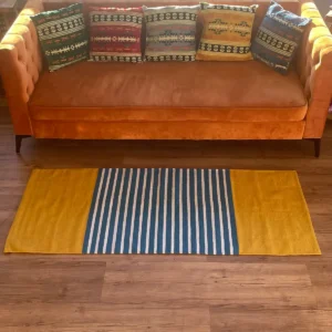 Indisk bomullsmatta 70x170 cm gul och blå - produktbild 5