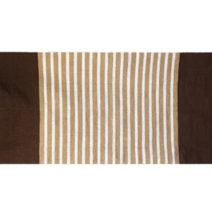 Indisk bomullsmatta i mörkbrunt och beige med ränder, 70x170 cm
