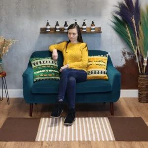 Indisk bomullsmatta 70x170 cm i mörkbrunt och beige - produktbild 3