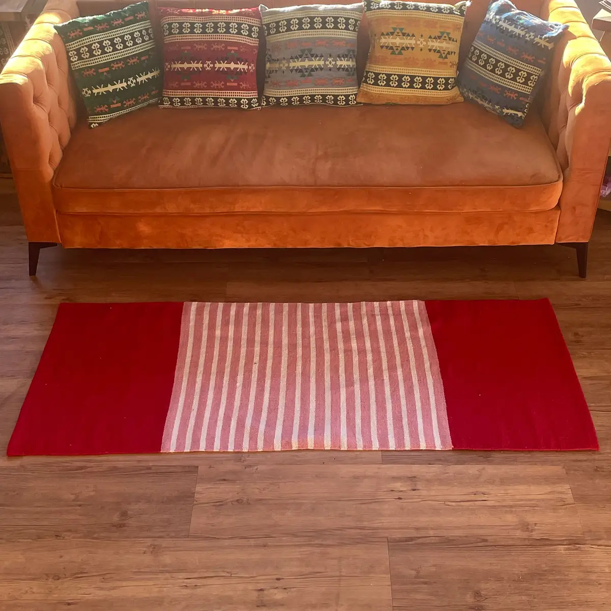 Indisk bomullsmatta 70x170 cm röd och rosa - produktbild 2