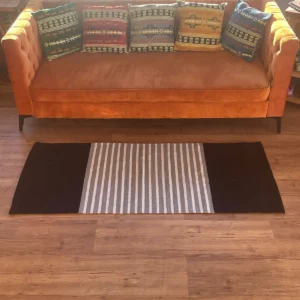 Indisk bomullsmatta 70x170 cm svart och grå - produktbild 3