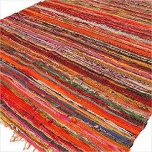 Indisk trasmatta i bomull 152 x 90 cm orange - produktbild 2