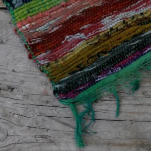 Indisk trasmatta i bomull och återvunnet material 151 x 90 cm grön - produktbild 3