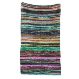 Indisk trasmatta i bomull och återvunnet material 151 x 90 cm grön - produktbild 4