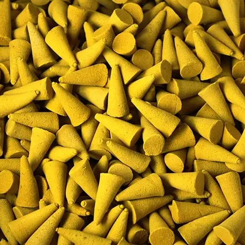 Gula indiska rökelsekoner med citronelladoft i storpack