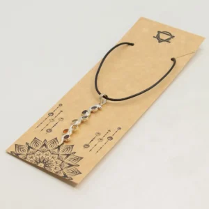 Indiskt andligt halsband med ormsymbol och chakrastenar, silverpläterat - produktbild 6