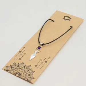 Indiskt andligt halsband med silverpläterat hänge och ametistfärgad sten - produktbild 3