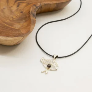 Indiskt andligt halsband med silverpläterat öga och iolitsten - produktbild 3