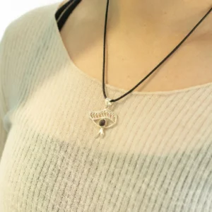 Indiskt andligt halsband med silverpläterat öga och iolitsten - produktbild 5