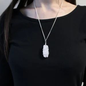 Indiskt halsband med rå opalit och silvertråd - produktbild 3