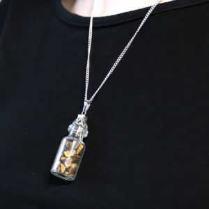Indiskt halsband med tigeröga i glasflaska - produktbild 3