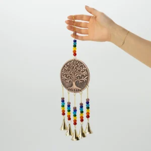 Indiskt vindspel med livets träd och chakrastenar, 10x36 cm - produktbild 5