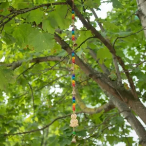Indiskt vindspel med mässingsbuddha och chakrabeads, 53 cm - produktbild 3