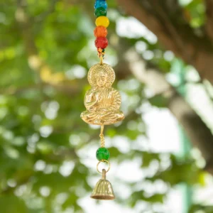 Indiskt vindspel med mässingsbuddha och chakrabeads, 53 cm - produktbild 5