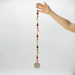 Indiskt vindspel med mässingssymbol och Rudraksha-pärlor 6x63 cm - produktbild 2