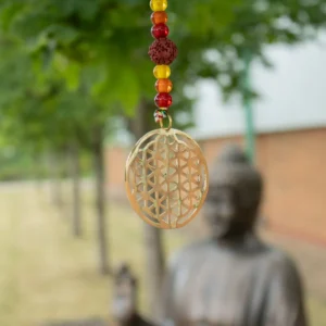 Indiskt vindspel med mässingssymbol och Rudraksha-pärlor 6x63 cm - produktbild 5