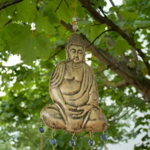 Indiskt vindspel med stor Buddha och fem klockor - produktbild 5