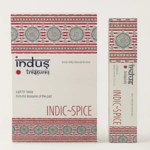 Förpackning med Indus Treasures Indic-Spice rökelsepinnar med dekorativt mönster