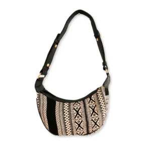 Jacquard Hobo-väska grå med svart axelrem - produktbild 3