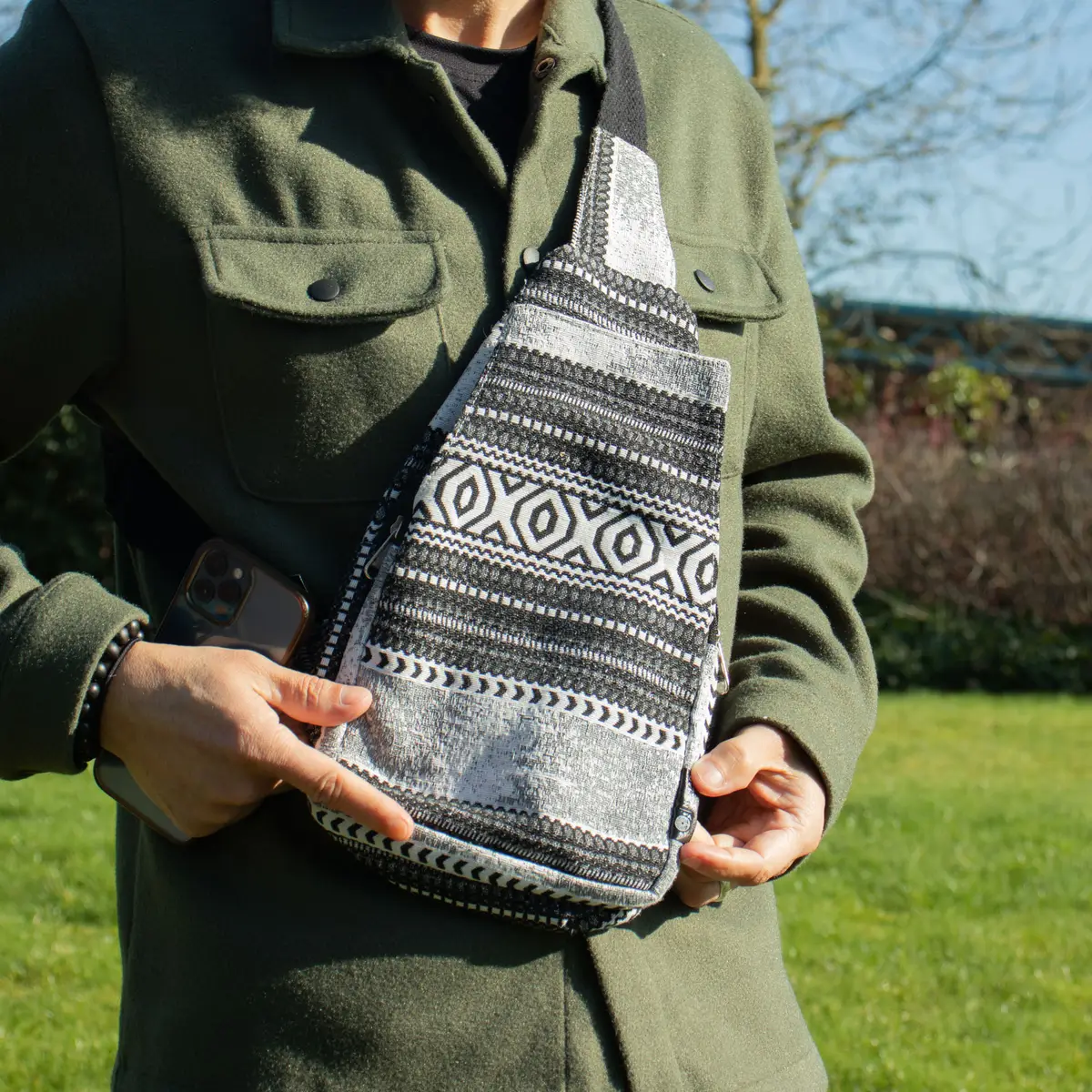 Jacquardvävd naturlig crossbodyväska Urban Caravan - produktbild 8