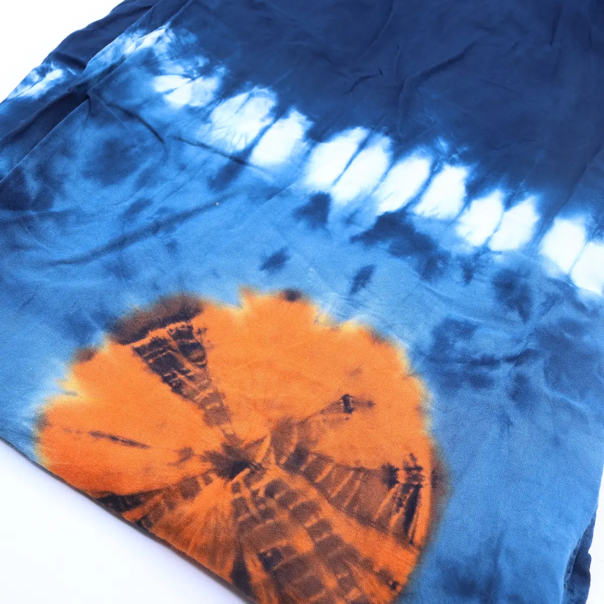 Japanskinspirerade loungebyxor i linne och rayon, teal och orange, storlek M - produktbild 8