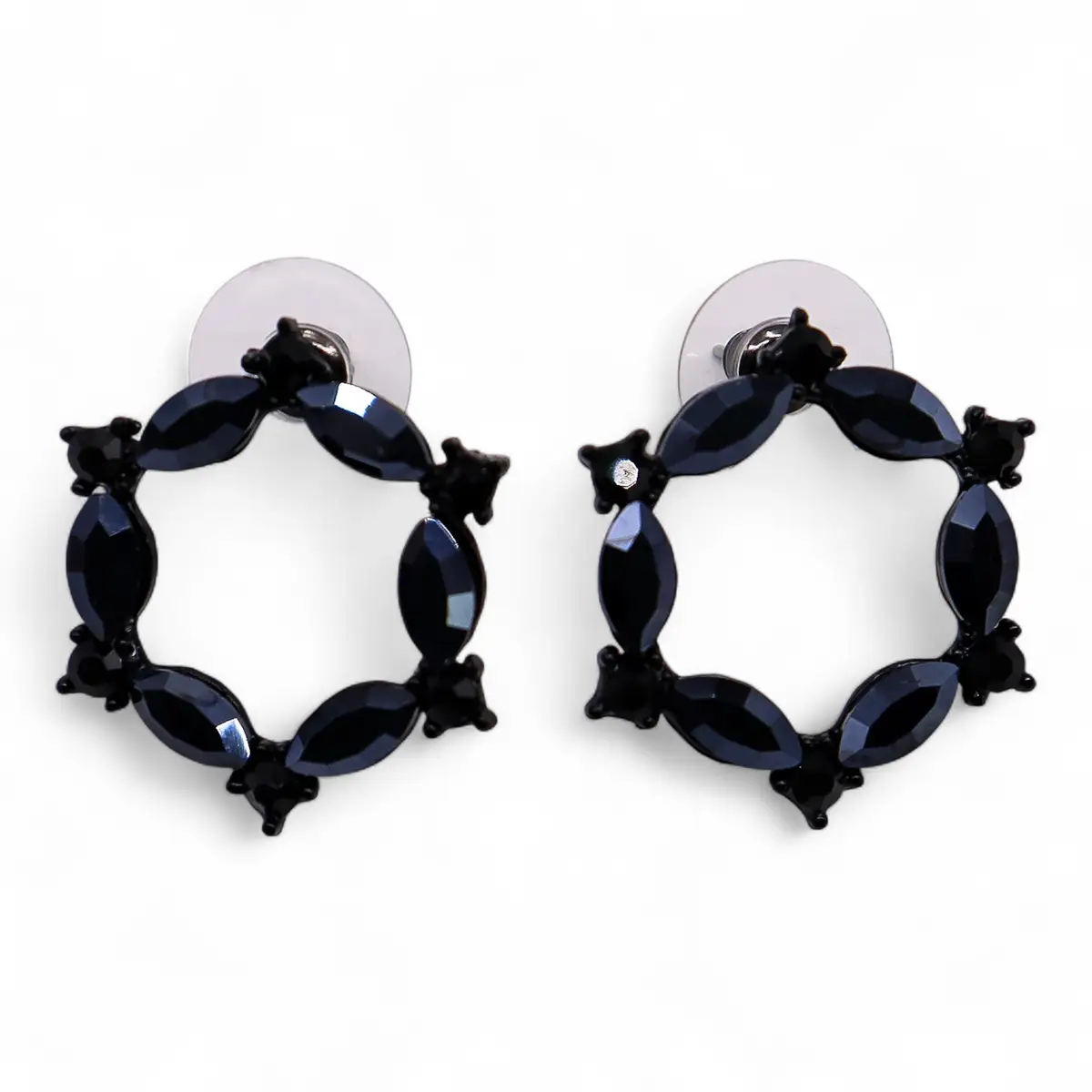 Jet Black vintage glasörhängen i ringform - produktbild 3